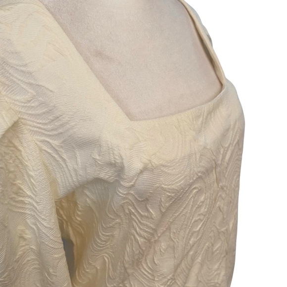 Cyrus Ladies Long Sleeve Pullover Blouse Size Medium Cream Textured Stretch - Picture 3 of 9